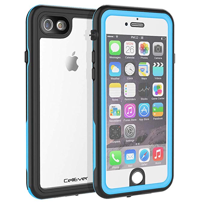 CellEver Clear iPhone 6 / 6s Case Waterproof Shockproof IP68 Certified SandProof Snowproof Full Body Protective Transparent Cover Fits Apple iPhone 6 and iPhone 6s (4.7") - KZ Sky Blue