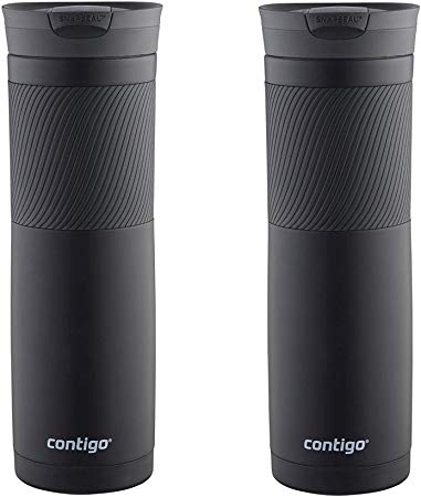 Contigo SNAPSEAL Byron Travel Mug 24oz Matte Black Stainless Steel Cup (2-Pack)