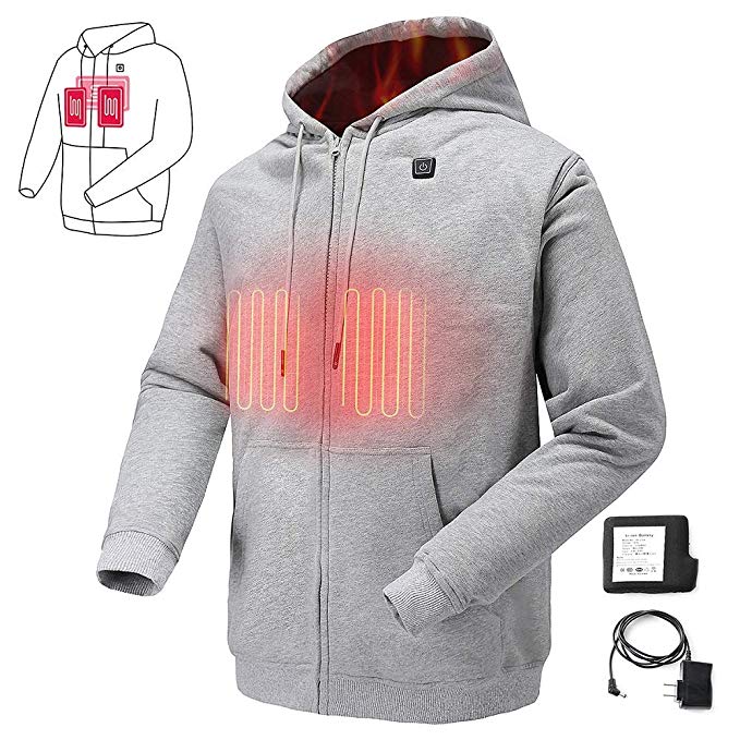 COLCHAM Heated Sweatshirt for Men Women Fleece Hoodie Double Layers Keep You Warmer and Cozier with Battery and Charger