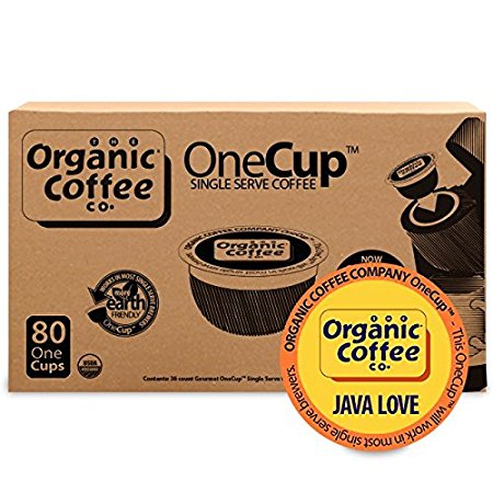 The Organic Coffee Co. OneCup, Java Love, (80 Count) Single Serve Coffee, Compatible with Keurig K-cup Brewers, USDA Organic