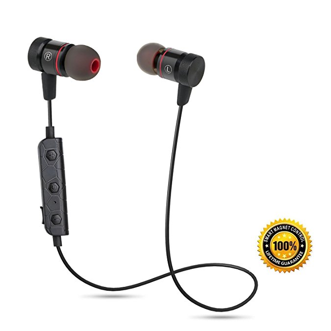 Demitech Wireless Sports Bluetooth Headphones, Best bluetooth Wireless headphones, Noise cancelling Earbuds Headsets Waterproof HD Stereo Sweatproof Earphones 6 Hour Battery