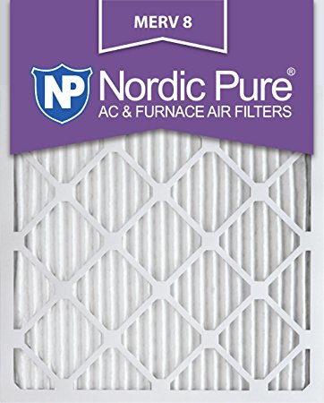 Nordic Pure 18x25x1M8-6 MERV 8 Pleated AC Furnace Air Filter, 18x25x1, Box of 6