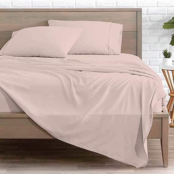 Color Sense Flat Sheet Only, 100% Natural Cotton, Crisp Percale Weave, Cool & Breathable Comfort with Moisture Wicking, Expert Tailoring, Twin Size Top Sheet, Blush
