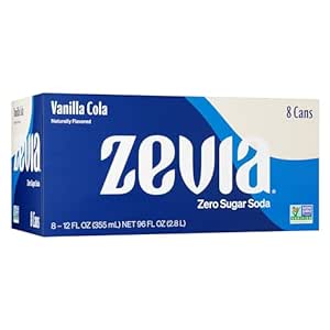 Zevia Zero Sugar Soda, Vanilla Cola, 12 Ounce Cans (Pack of 8)