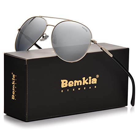 Bemkia Sunglasses Men Women Aviator,Polarized 60mm Len Shades Metal Frame UV400