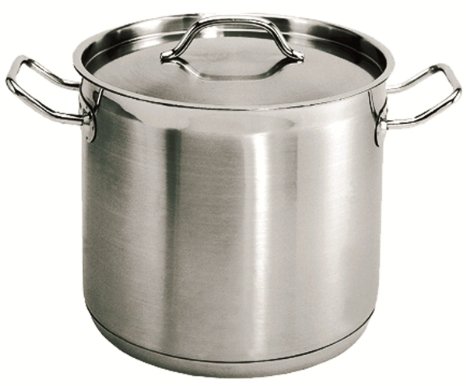 20 Qt Stainless Steel Stock Pot Induction Ready 3-Ply Clad Base wLid NSF Commercial Grade Great Quality