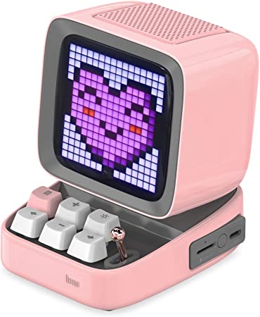 Divoom Ditoo Retro Pixel Art Game Bluetooth Speaker with 16X16 LED App Controlled Front Screen (Pink)