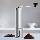 Burr Coffee Grinder E-PRANCE Hand Coffee Mill with Stainless-Steel Design Adjustable Fineness Setting 30g Capacity