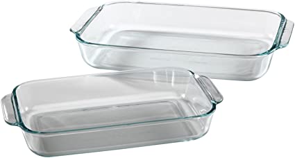 Pyrex Basics Clear Oblong Glass Baking Dishes - 2 Piece Value-plus Pack Set - 1 Each: 2 Quart, 3 Quart