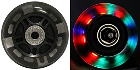 LED INLINE WHEELS 76mm 82a Skate Rollerblade Ripstik Luggage LIGHT UP 2-Pack w/ Bearings