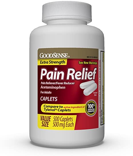 GoodSense Extra Strength Pain Relief, Acetaminophen Caplets, 500 mg, Temporarily Relieves Minor Aches and Pains and Reduces Fever, 500 Count