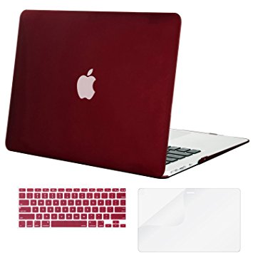 Mosiso Plastic Hard Case with Keyboard Cover with Screen Protector for MacBook Air 11 Inch(Models: A1370 and A1465), Marsala Red