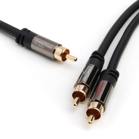 KabelDirekt (10 feet) 1 x RCA Male to 2 x RCA Male Subwoofer / Y - RCA / Digital Audio Cable - PRO Series