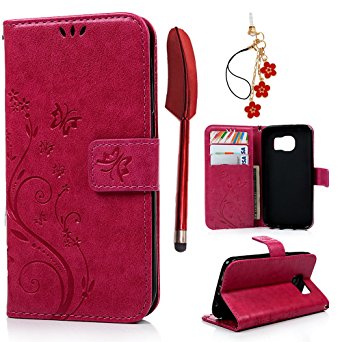 S7 Case,Galaxy S7 Case- MOLLYCOOCLE [Natural Luxury Hot Pink] Stand Wallet Purse Credit Card ID Holders Design Flip Folio TPU Soft Bumper PU Leather Clear Ultra Slim Fit Cover for Samsung Galaxy S7