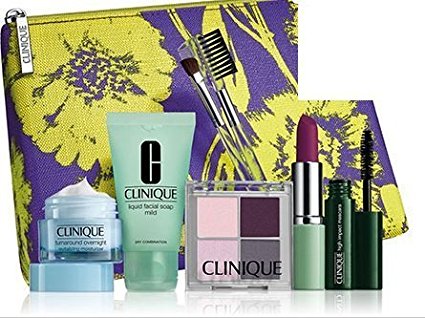 2015 Clinique Makeup Skincare Gift Set (Violet) Turnaround Overnight Moisturizer & More