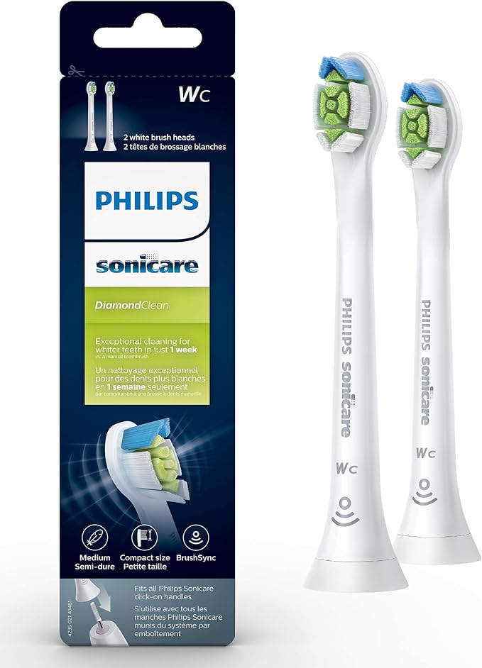 Philips Sonicare Diamondclean Compact Replacement Brush Heads, White, 2 Pack