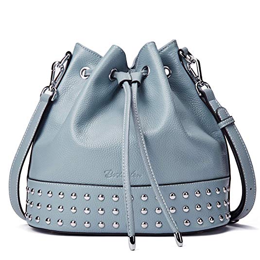 BOSTANTEN Women Leather Bucket Handbag Designer Shoulder Hobo Purses Cross-body Bag