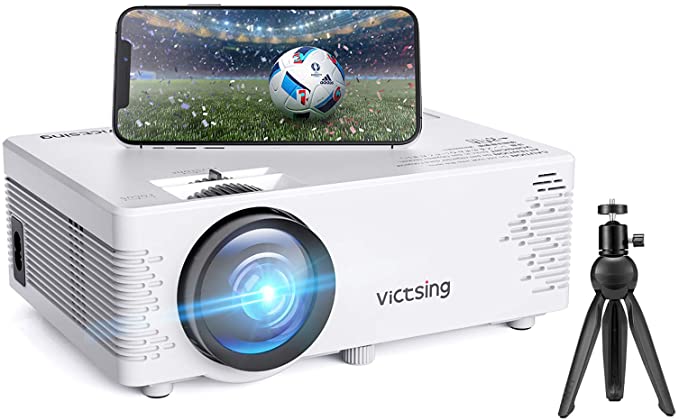 Mini Projector, VicTsing WiFi Mini Projector Bluetooth, 1080P Supported 170'' Display, Portable WiFi Projector【with Tripod】, HiFi Sound,Compatible with TV Stick, PS4, Xbox, HDMI, VGA, TF, AV and USB