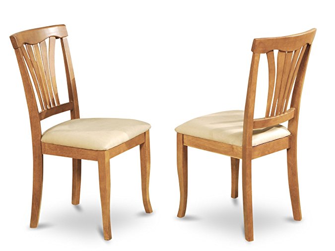 East West Furniture AVC-OAK-C Chair Set with Cushion Seat, Oak Finish, Set of 2