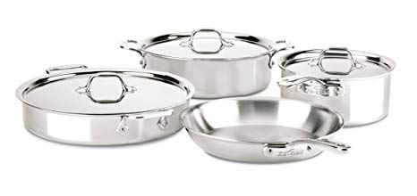 All-Clad ST40007 D3 Compact Stainless Steel Dishwasher Safe Cookware Set, 7-Piece, Silver