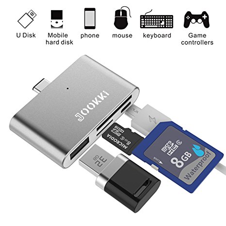 USB C HUB Type C SD Card Reader OTG Memory Adapter for MacBook Chromebook Micro ,JOOKKI,Gray