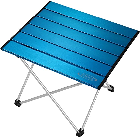 G4Free Portable Camping Table with Aluminum Table Top and Carrying Bag, Folding Ultralight Camp Table in a Bag for Picnic, Camp, Beach, Boat, Cooking, BBQ, Home Use, Easy to Clean