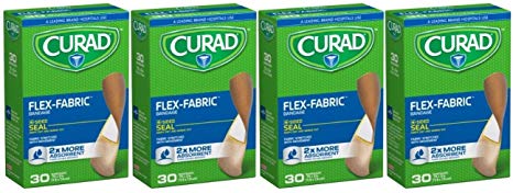 Curad Flex-Fabric,  3/4 Inches X 3 Inches bandages, 30 count  (Pack of 4)