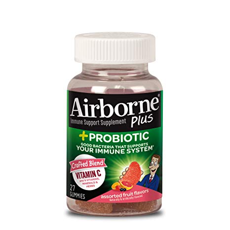 Airborne Plus Probiotic Assorted Fruit Gummies, 27 Count