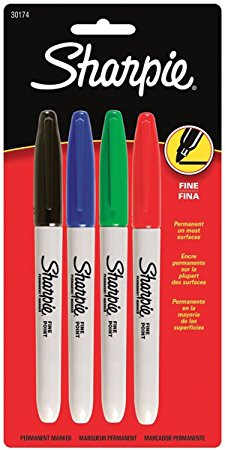 Sharpie 30174 Permanent Marker Set of 4 (Red, Blue, Green, Black)