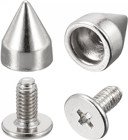 uxcell 7x8.5mm Screw Back Stud Rivets Spikes Zinc Alloy for DIY Silver Tone 100 Sets