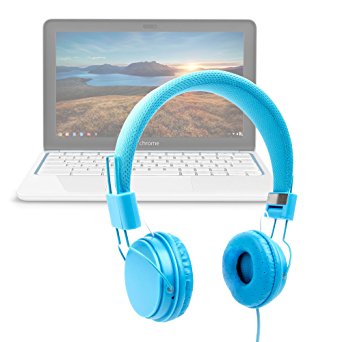DURAGADGET Blue Ultra-Stylish Kids Fashion Headphones For HP Chromebook 11 G2-Exynos 5250 11.6" Laptop