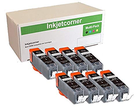 Inkjetcorner 8 Pack Big Black Compatible Ink Cartridges Replacement for PGI-225BK PGI-225 iX6520 MG5120 MG5220 MG5320 MX882 MX892 MG6120 MG6220 MG8120 MG8220