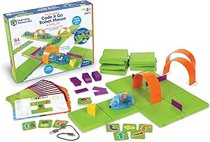 Learning Resources Code & Go Robot Mouse Activity Set Rechargeable, Screen-Free Early Coding Toy for Kids, Interactive STEM Coding Pet, Ages 4 , 83 Pieces,Back to School