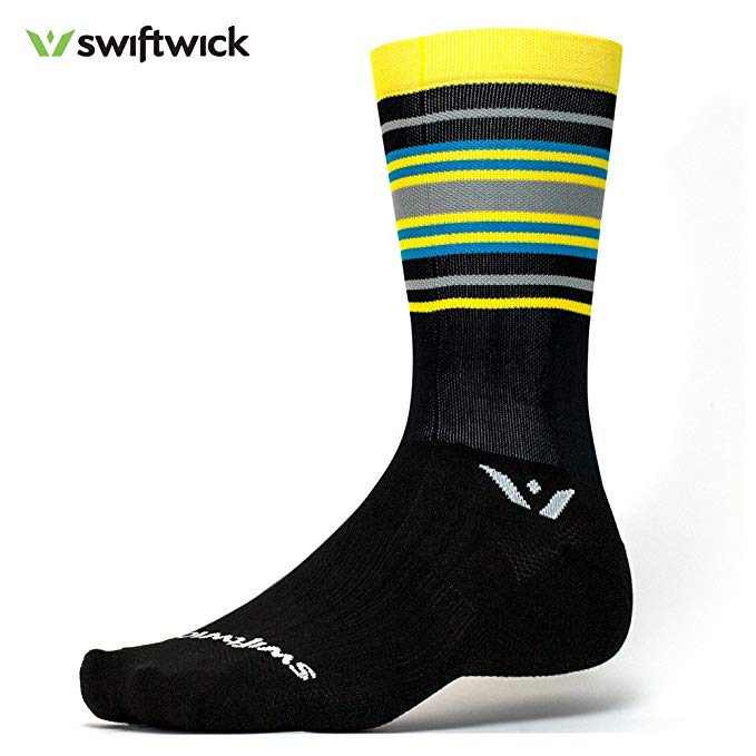 Swiftwick- Aspire Seven | Socks Built for Cycling | Firm Compression, Fast Dry, Responsive Feel, Tall Crew