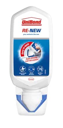 UniBond Re-New Silicone Sealant/White Sealer for Bathroom, Kitchen, Sink or Shower/Triple Protect Mould Resistance / 1 x 100ml