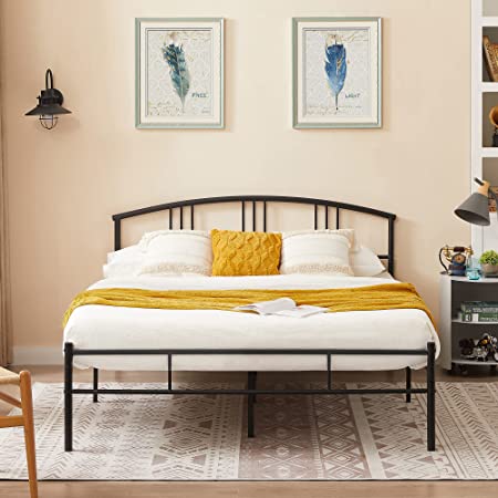 VECELO 14 inch Queen Bed Frame Metal Platform Mattress Foundation with headboard Footboard Steel Slat Support / No Box Spring Needed / Easy Assembly