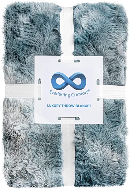 Everlasting Comfort Luxury Faux Fur Throw Blanket - Ultra Soft and Fluffy - Plush Throw Blankets for Couch Bed and Living Room - Fall Winter and Spring - 50x65 (Full Size)