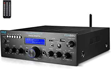 Wireless Bluetooth Power Amplifier System - 200W Dual Channel Sound Audio Stereo Receiver w/USB, SD, AUX, MIC w/Echo, Radio, LCD - for Home Theater Entertainment via RCA, Studio Use - Pyle PDA6BU.6