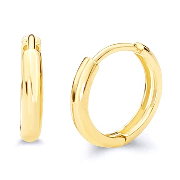 14k Yellow OR White Gold 2mm Thickness Huggie Earrings (10 x 10 mm)