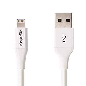 AmazonBasics Apple Certified Lightning to USB Charge and Sync Tough Cable, 3 Feet (0.9 Meters) - White