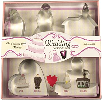 Fox Run Wedding Cookie Cutter Set, Tin-Plated Steel, 5-Piece