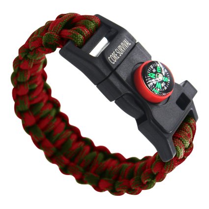 Paracord Survival Bracelet - Hiking Multi Tool Paracord Bracelet Emergency Whistle Compass for Hiking Camp Fire Starter