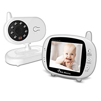 Video Baby Monitor 3.5 inch with Night Vision & Temperature Sensor, Two Way Talkback System White