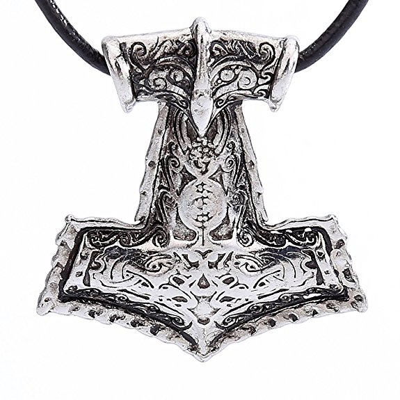 Litetao Norse Viking Amulet Pendant Raven Animals Viking Thor Hammer Jewelry New Necklace- Silver