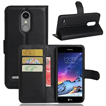 LG K8 2017 Case - MYLB PU Synthetic leather Flip Case for LG K8 2017 silicone Cover Bookstil button (black)