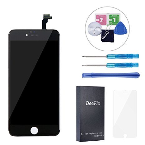 BeeFix For iPhone 6 LCD Touch Screen Replacement Display Digitizer Complete Repair Kit with Tempered Glass Screen Protector (NOT FOR iPhone 6S) - Black
