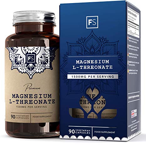 Magnesium L Threonate 1500mg Neuro-Chelated Capsules | Highest Strength | Pure Magnesium - Free from Fillers, Binders or Any Other Ingredient | Aids Sleep & Cognitive Health, Non GMO & Gluten Free