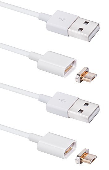 Digital Ant Super Magnetic Micro USB Charging and Data Transfer Cable for Android Phone and Tablets (3.3ft-White Twin Pack)