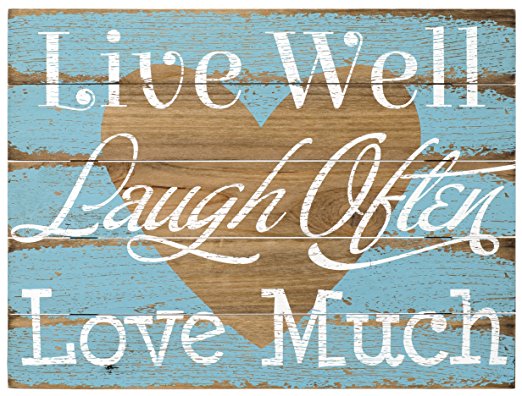 Malden International Designs Rustic Wall Sign Live Well Laugh Often Love Much Silkscreened Pallet Wood Sign, 12x16, Barnwood