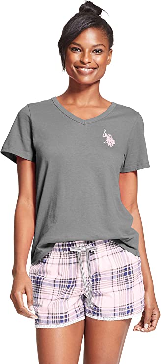 U.S. Polo Assn. Womens Short Sleeve Shirt and Pajama Shorts Lounge Sleep Set